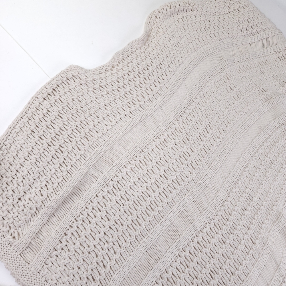 J. Jill Tan Cotton Open Weave Poncho M/L - Picture 8 of 11